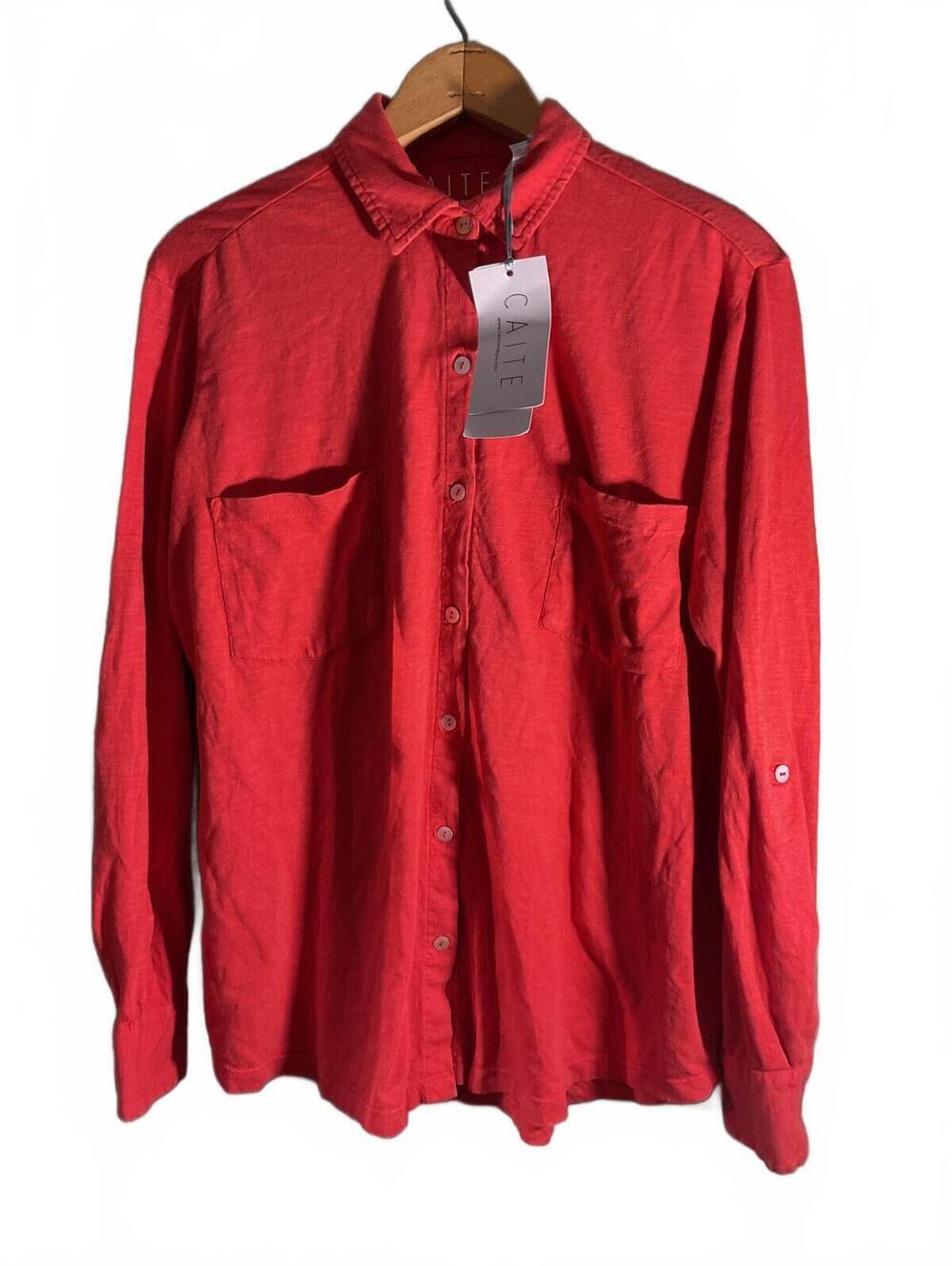 Caite Orange Embroidered Long Sleeve Button-Up Shirt Small (Measures XL)